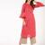 cotton criss-cross bell sleeves straight kurta,peach,(s,m,l,xl,2xl,3xl)
