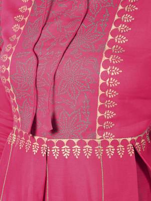 Cotton gold print flared kurta,fuchsia,(s,m,l,xl,2xl,3xl) 5