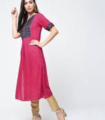 rayon block printed flared kurta,magenta,(s,m,l,xl,2xl,3xl)