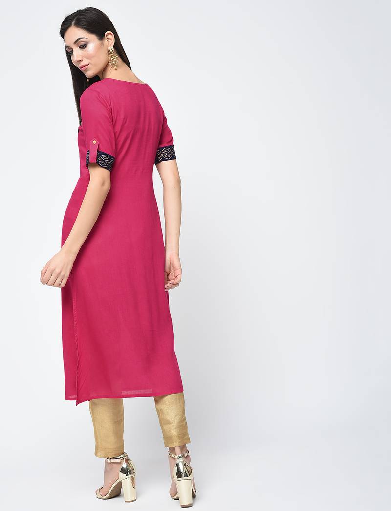 rayon block printed flared kurta,magenta,(s,m,l,xl,2xl,3xl)