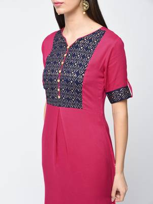 rayon block printed flared kurta,magenta,(s,m,l,xl,2xl,3xl) 4