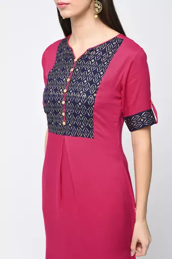 rayon block printed flared kurta,magenta,(s,m,l,xl,2xl,3xl)