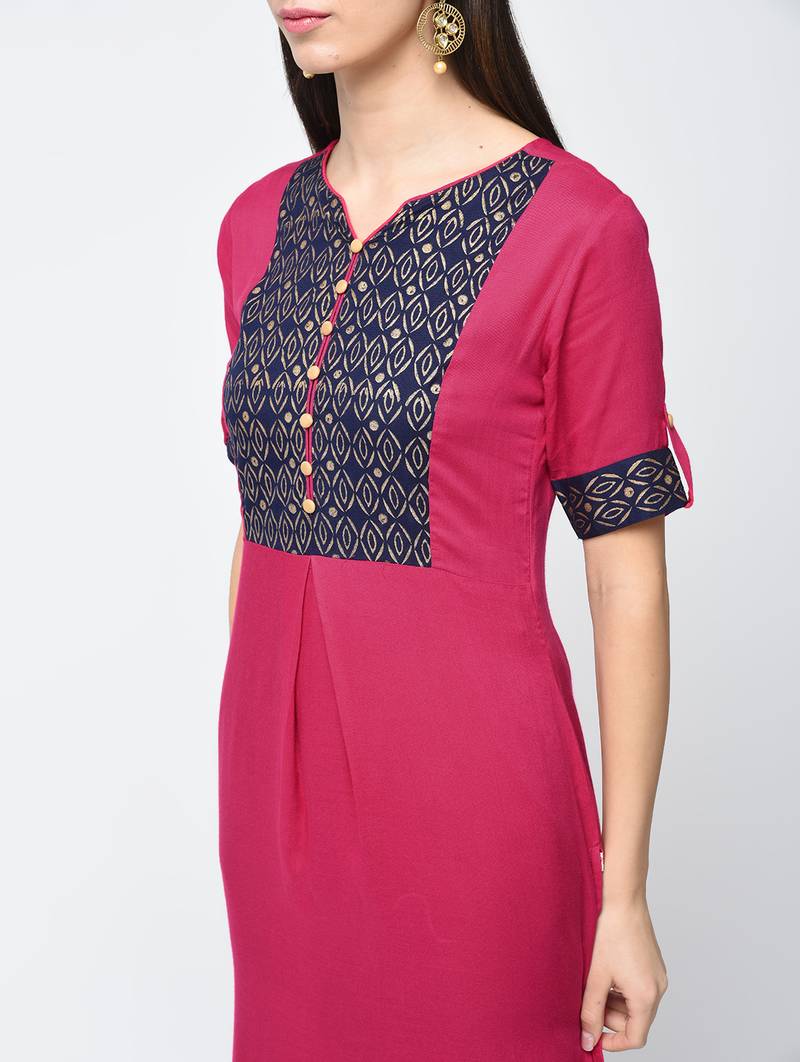 rayon block printed flared kurta,magenta,(s,m,l,xl,2xl,3xl)