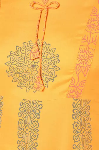 Rayon floral print anarkali kurta ,mustard,(s,m,l,xl,2xl,3xl)