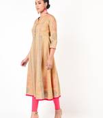 Cotton floral print anarkali kurta ,beige,(s,m,l,xl,2xl,3xl)