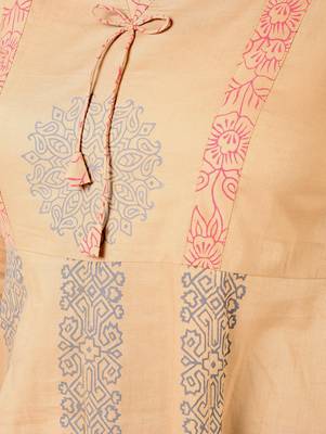 Cotton floral print anarkali kurta ,beige,(s,m,l,xl,2xl,3xl) 5