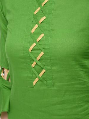 cotton criss-cross bell sleeves straight kurta,green,(s,m,l,xl,2xl,3xl) 5