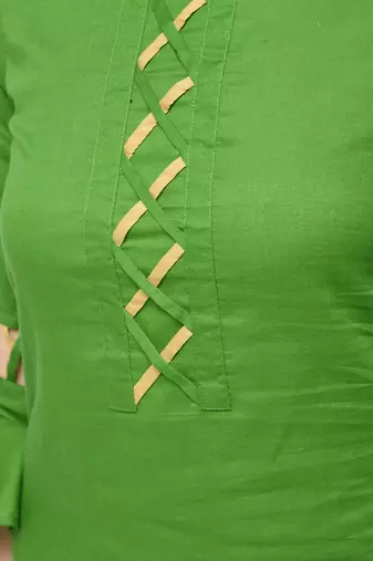 cotton criss-cross bell sleeves straight kurta,green,(s,m,l,xl,2xl,3xl)