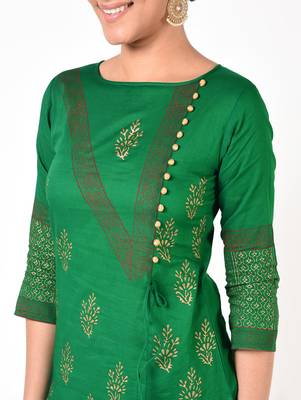 cotton gold print straight kurta,green,(s,m,l,xl,2xl,3xl) 4