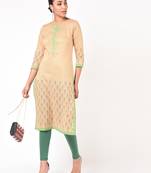 cotton floral print straight kurta,beige,(s,m,l,xl,2xl,3xl)
