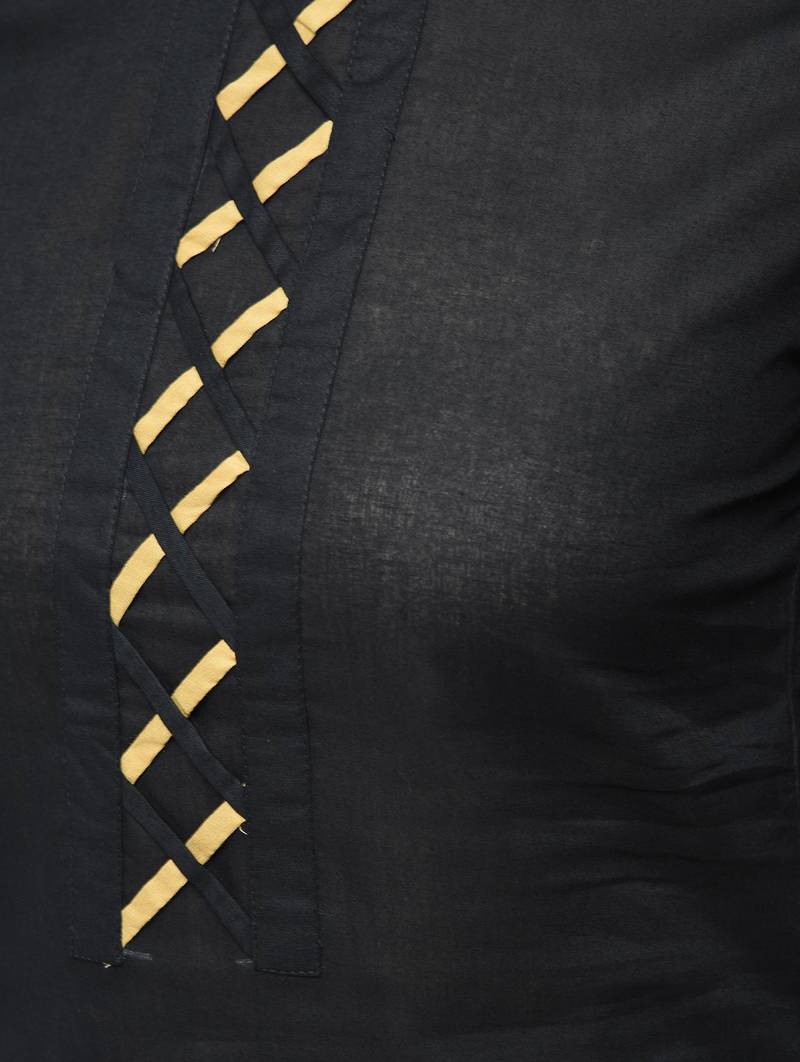 cotton criss-cross bell sleeves straight kurta,black,(s,m,l,xl,2xl,3xl)