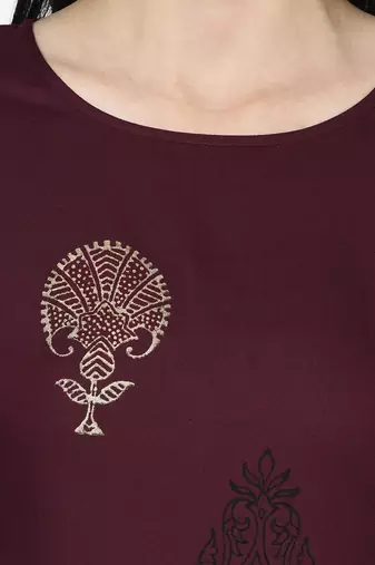 Rayon block print straight kurta palazzo set ,wine,(s,m,l,xl,2xl,3xl)