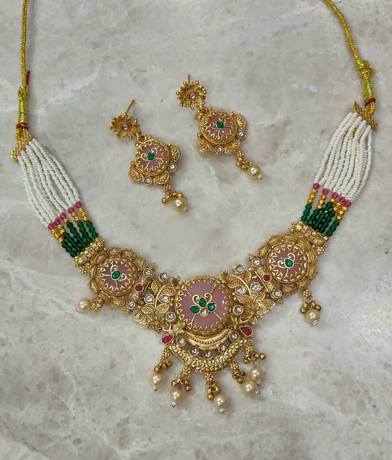pearl studded necklace set for women