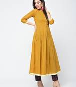 Cotton anarkali kurta,mustard,(s,m,l,xl,2xl,3xl)