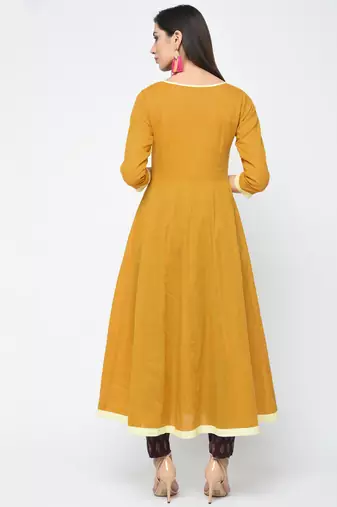 Cotton anarkali kurta,mustard,(s,m,l,xl,2xl,3xl)