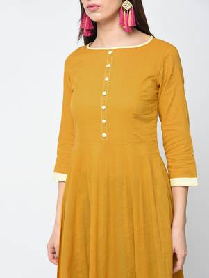 Cotton anarkali kurta,mustard,(s,m,l,xl,2xl,3xl) 4