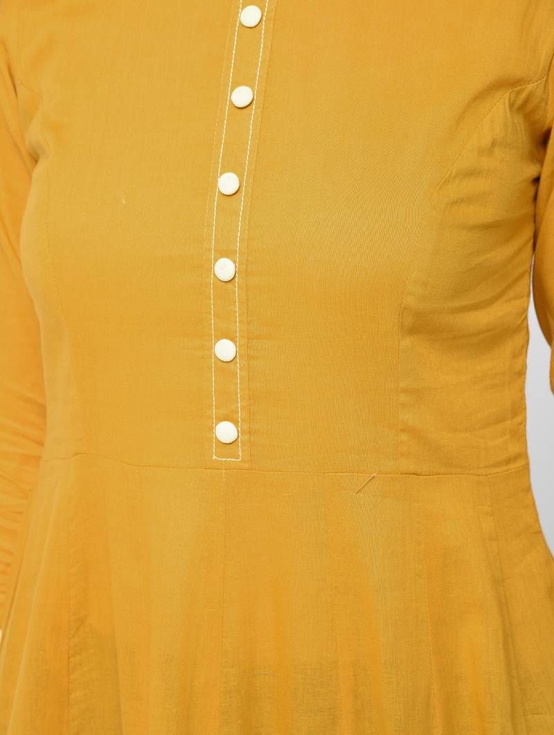 Cotton anarkali kurta,mustard,(s,m,l,xl,2xl,3xl)