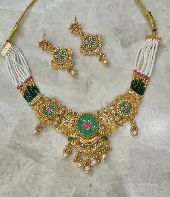 pearl studded necklace set for women 3