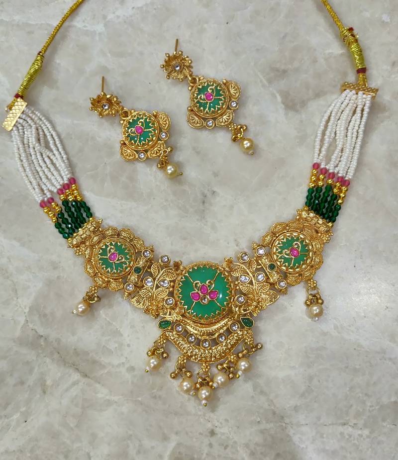 pearl studded necklace set for women