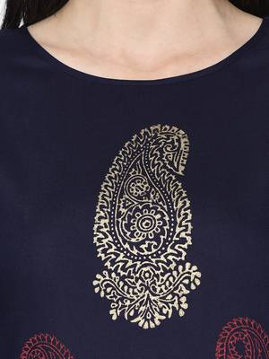 Rayon block print straight kurta palazzo set,navy blue,(s,m,l,xl,2xl,3xl) 5