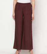 Rayon flared slip-on palazzo,coffee,(s,m,l,xl,2xl,3xl)