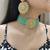 mint green kundan choker set with maang tikka