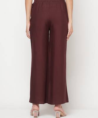 Rayon flared slip-on palazzo,coffee,(s,m,l,xl,2xl,3xl) 4