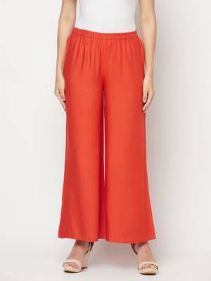 Rayon flared slip-on palazzo,rust,(s,m,l,xl,2xl,3xl) 1
