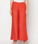 Rayon flared slip-on palazzo,rust,(s,m,l,xl,2xl,3xl)