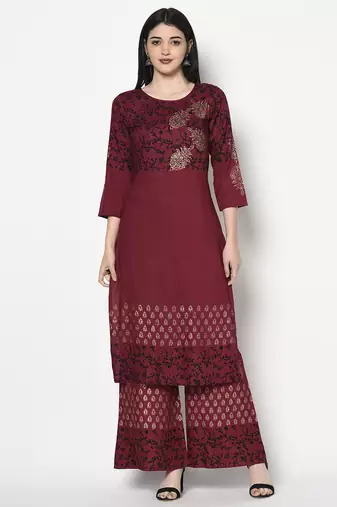 rayon block print straight kurta,maroon,(s,m,l,xl,2xl,3xl)