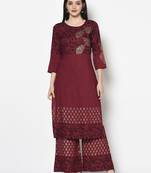 rayon block print straight kurta,maroon,(s,m,l,xl,2xl,3xl)