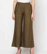 Rayon flared slip-on palazzo,dark green,(s,m,l,xl,2xl,3xl)