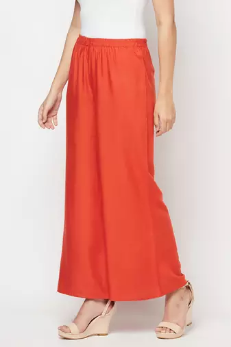 Rayon flared slip-on palazzo,rust,(s,m,l,xl,2xl,3xl)