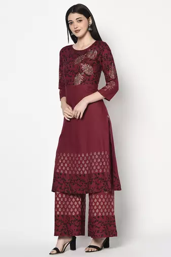 rayon block print straight kurta,maroon,(s,m,l,xl,2xl,3xl)