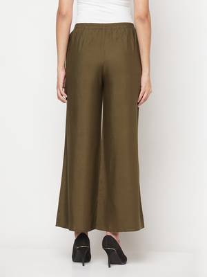 Rayon flared slip-on palazzo,dark green,(s,m,l,xl,2xl,3xl) 4