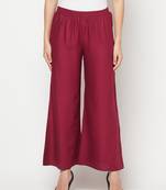 Rayon flared slip-on palazzo,wine,(s,m,l,xl,2xl,3xl)