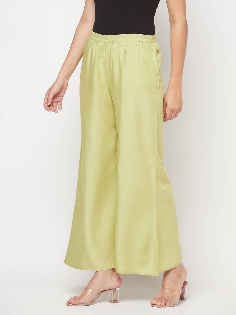 Rayon flared slip-on palazzo,pista,(s,m,l,xl,2xl,3xl)