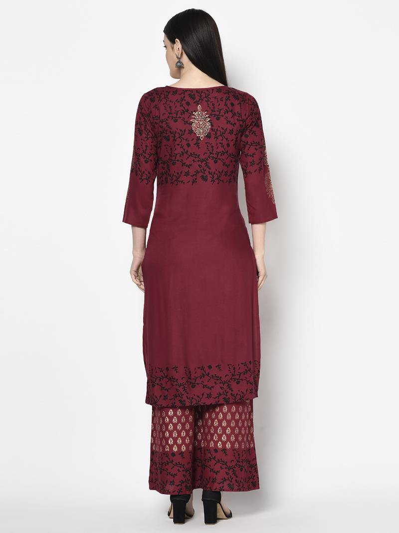 rayon block print straight kurta,maroon,(s,m,l,xl,2xl,3xl)