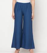 Rayon flared slip-on palazzo,blue,(s,m,l,xl,2xl,3xl)