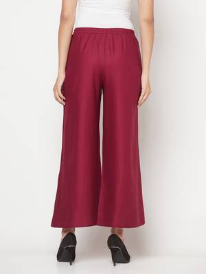 Rayon flared slip-on palazzo,wine,(s,m,l,xl,2xl,3xl) 4