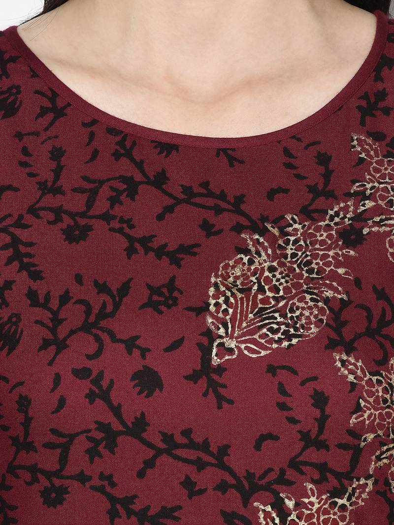 rayon block print straight kurta,maroon,(s,m,l,xl,2xl,3xl)
