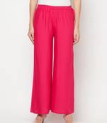 Rayon flared slip-on palazzo,fuchsia,(s,m,l,xl,2xl,3xl)