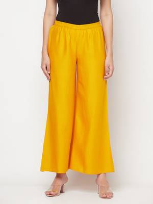 Rayon flared slip-on palazzo,mustard,(s,m,l,xl,2xl,3xl) 1