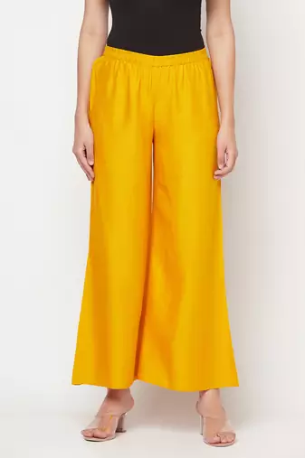 Rayon flared slip-on palazzo,mustard,(s,m,l,xl,2xl,3xl)