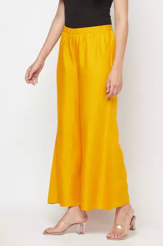 Rayon flared slip-on palazzo,mustard,(s,m,l,xl,2xl,3xl)