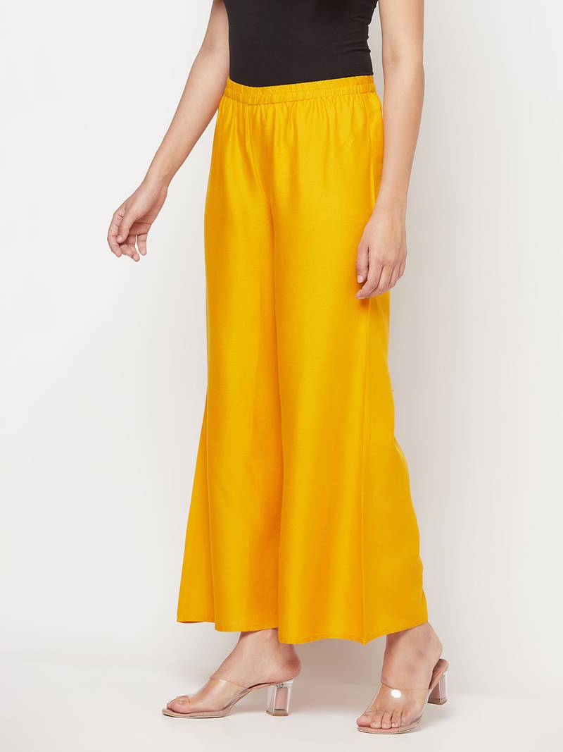 Rayon flared slip-on palazzo,mustard,(s,m,l,xl,2xl,3xl)