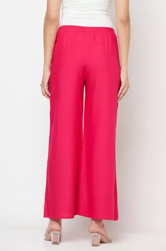 Rayon flared slip-on palazzo,fuchsia,(s,m,l,xl,2xl,3xl)