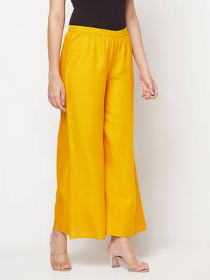 Rayon flared slip-on palazzo,mustard,(s,m,l,xl,2xl,3xl) 3