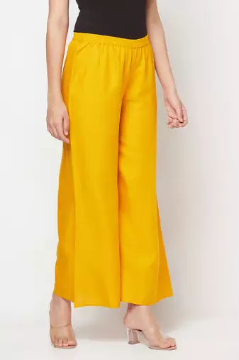Rayon flared slip-on palazzo,mustard,(s,m,l,xl,2xl,3xl)