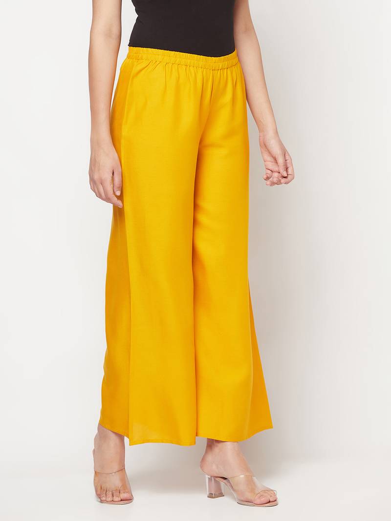 Rayon flared slip-on palazzo,mustard,(s,m,l,xl,2xl,3xl)